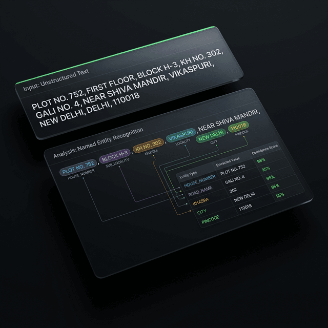 Screenshot of Enterprise Address NER Pipeline project showing the main interface and features